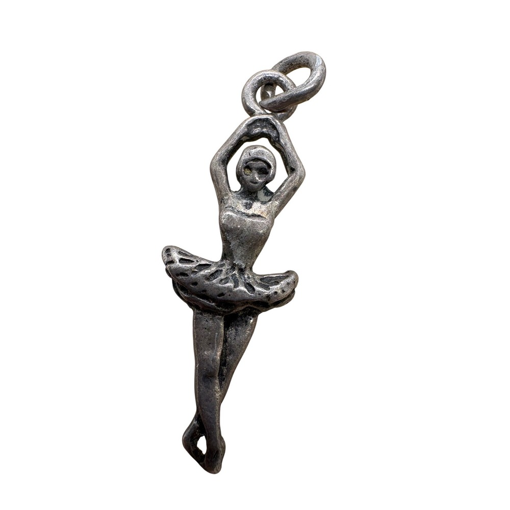 Vintage 925 Sterling Silver Ballerina Dancer Charm Pendant 0.90g
